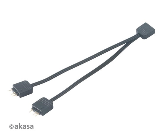 AKASA rozdeľovač pre RGB LED 1x samica/2x samec, 2ks v balení, čierny