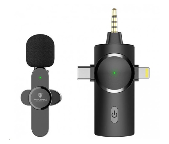 Bezdrôtový mikrofón Viking s klipom M360, USB-C / Lightning / 3,5 mm jack