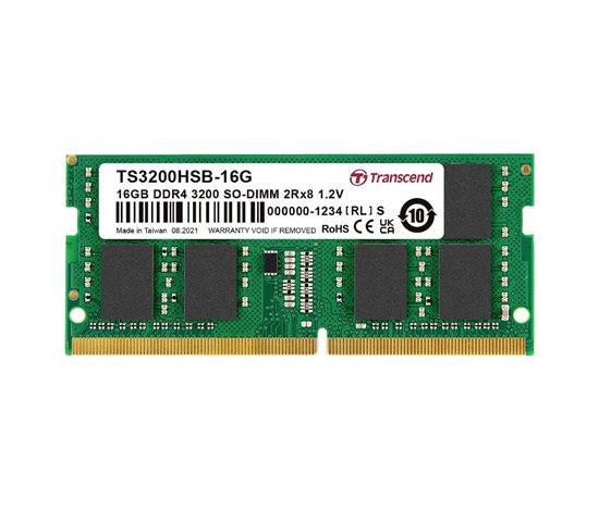 SODIMM DDR4 16GB 3200MHz TRANSCEND 2Rx8 1Gx8 CL22 1.2V