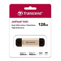 TRANSCEND Flash disk 128GB JetFlash®930C, TLC, USB 3.2/USB typu C (R:420/W:400 MB/s) čierna