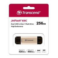 TRANSCEND Flash disk 256GB JetFlash®930C, TLC, USB 3.2/USB typu C (R:420/W:400 MB/s) čierna