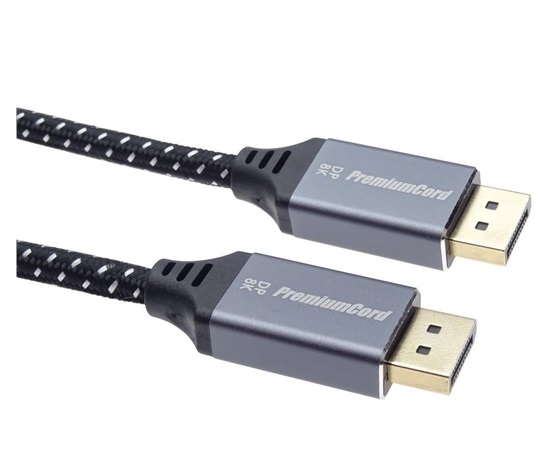 Kábel PREMIUMCORD DisplayPort 1.4 pripojovací kábel, kovové a pozlátené konektory, 1 m