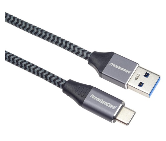 PREMIUMCORD USB-C na USB 3.0 A (USB 3.1 generácia 1, 3A, 5Gbit/s) 1m opletenie