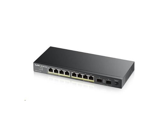 Zyxel GS1100-10HP v2 10portový gigabitový PoE switch, 8x gigabitový PoE RJ45, 2x SFP, 120W PoE rozpočet