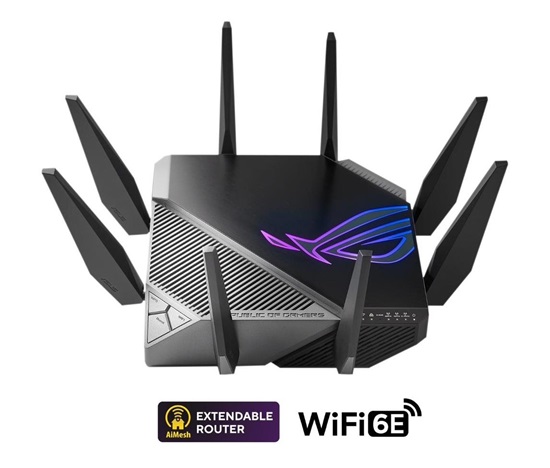 ASUS ROG Rapture GT-AX11000 (AXE11000) WiFi 6E Extendable Gaming Router, 2.5G port, Aimesh, 4G/5G Mobile Tethering