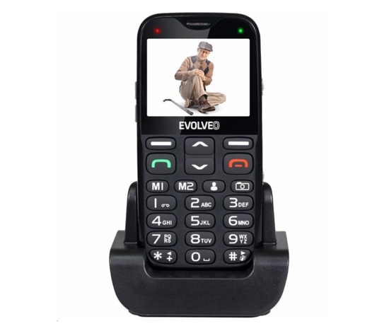 EVOLVEO EasyPhone XG, mobilný telefón pre seniorov s nabíjacím stojanom, čierny