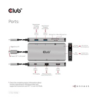 Club3D hub USB-C, rozbočovač 9 v 1 s HDMI, VGA, 2x USB Gen1 Type-A, RJ45, 100W PD