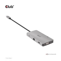 Club3D hub USB-C, rozbočovač 9 v 1 s HDMI, VGA, 2x USB Gen1 Type-A, RJ45, 100W PD
