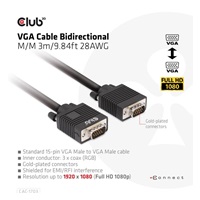Club3D kabel oboustranný VGA, M/M, 28AWG, 3m
