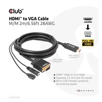 Club3D kábel HDMI na VGA, M/M, 28AWG, 2 m