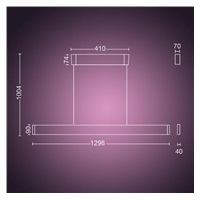 PHILIPS Ensis Svítidlo závěsné, Hue White and color ambiance, 24V, 2x39W integr.LED, Černá