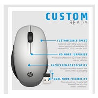 Myš HP Dual Mode Silver Mouse 300 - myš bluetooth, pripojenie k dvom počítačom súčasne