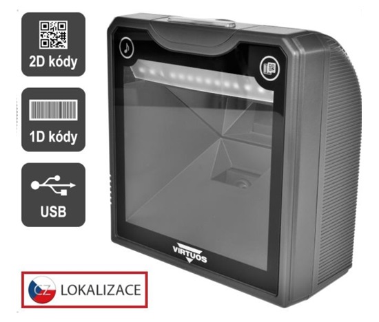 Virtuos 2D čítačka HT-865A, stacionárna, USB, čierna