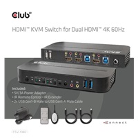 Sieťový prepínač Club3D - Prepínač, HDMI KVM prepínač - Dual HDMI 4K 60Hz