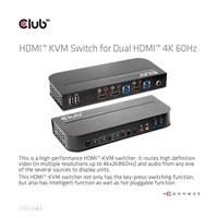 Sieťový prepínač Club3D - Prepínač, HDMI KVM prepínač - Dual HDMI 4K 60Hz