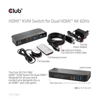 Sieťový prepínač Club3D - Prepínač, HDMI KVM prepínač - Dual HDMI 4K 60Hz