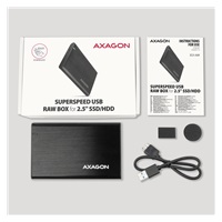 AXAGON EE25-A6M, USB 3.2 Gen 1 - SATA 6G 2.5" kovový box RAW, bez skrutiek