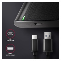 AXAGON EE25-A6C, USB-C 3.2 Gen 1 - SATA 6G 2.5" kovový box RAW, bez skrutiek