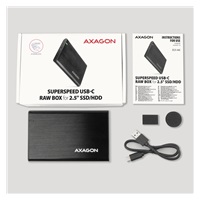 AXAGON EE25-A6C, USB-C 3.2 Gen 1 - SATA 6G 2.5" kovový box RAW, bez skrutiek