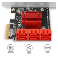 AXAGON PCES-SA6, radič PCIe - 6x interný port SATA 6G, ASM1166, SP a LP