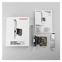 AXAGON PCEE-GRF, sieťová karta PCIe - 1x Gigabit Ethernet port (RJ-45), Realtek, vrátane. LP