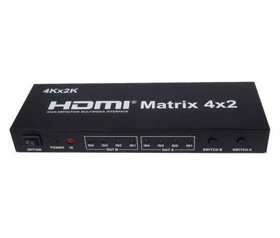 PremiumCord HDMI maticový prepínač 4:2, so zvukom, rozlíšenie 4Kx2K