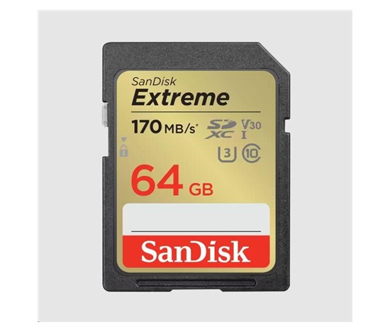 Karta SanDisk SDXC 64 GB Extreme (170 MB/s triedy 10, UHS-I U3 V30)