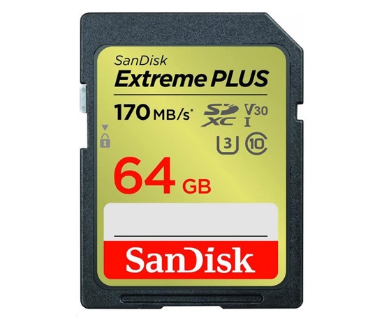 Karta SanDisk SDXC 64 GB Extreme PLUS (200 MB/s triedy 10, UHS-I U3 V30)