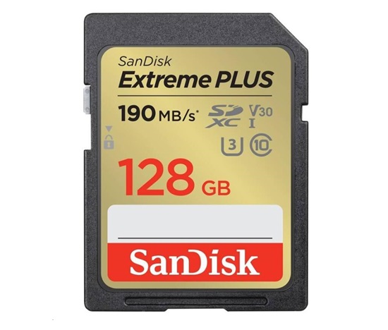 Karta SanDisk SDXC 128 GB Extreme PLUS (190 MB/s triedy 10, UHS-I U3 V30)