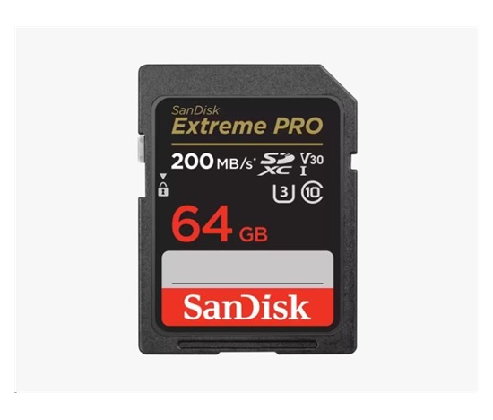 Karta SanDisk SDXC 64 GB Extreme PRO (200 MB/s triedy 10, UHS-I U3 V30)