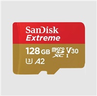 Karta SanDisk micro SDXC 128 GB Extreme (190 MB/s Class 10, UHS-I U3 V30) + adaptér