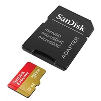 Karta SanDisk micro SDXC 128 GB Extreme (190 MB/s Class 10, UHS-I U3 V30) + adaptér