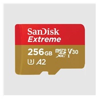 Karta SanDisk micro SDXC 256GB Extreme (190 MB/s Class 10, UHS-I U3 V30) + adaptér