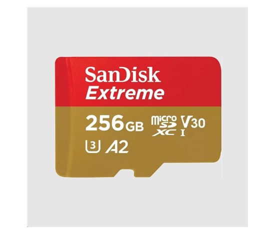 Karta SanDisk micro SDXC 256GB Extreme (190 MB/s Class 10, UHS-I U3 V30) + adaptér