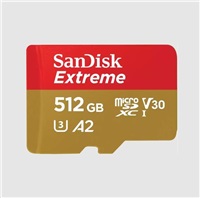 Karta SanDisk micro SDXC 512GB Extreme (190 MB/s Class 10, UHS-I U3 V30) + adaptér