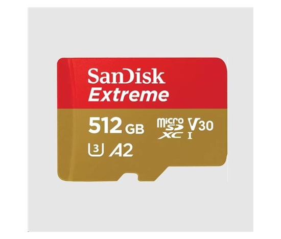 Karta SanDisk micro SDXC 512GB Extreme (190 MB/s Class 10, UHS-I U3 V30) + adaptér