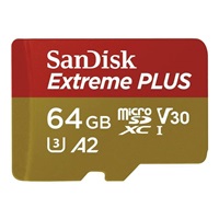 Karta SanDisk micro SDXC 64GB Extreme PLUS (200 MB/s Class 10, UHS-I U3 V30) + adaptér