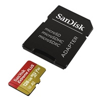 Karta SanDisk micro SDXC 128 GB Extreme PLUS (200 MB/s Class 10, UHS-I U3 V30) + adaptér