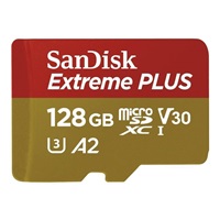 Karta SanDisk micro SDXC 128 GB Extreme PLUS (200 MB/s Class 10, UHS-I U3 V30) + adaptér