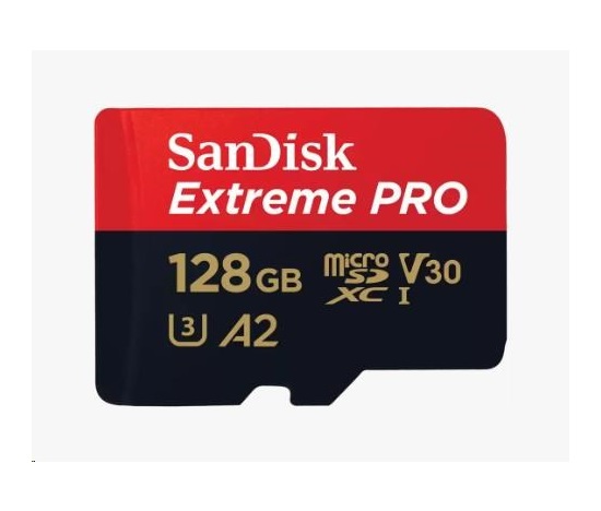 SanDisk micro SDXC karta 128GB Extreme PRO (200 MB/s Class 10, UHS-I U3 V30) + adaptér