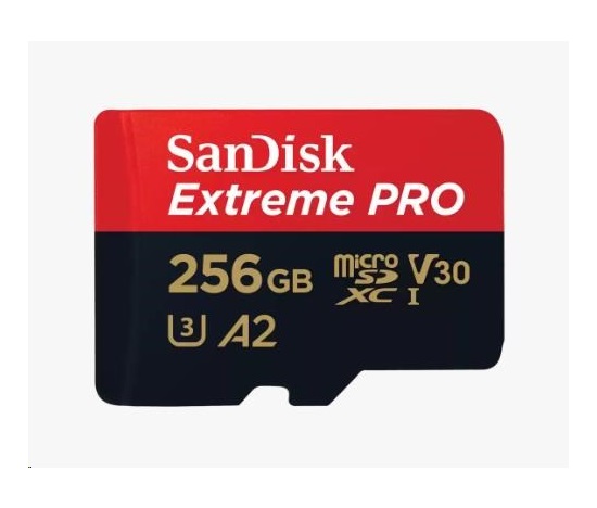 SanDisk micro SDXC karta 256GB Extreme PRO (200 MB/s Class 10, UHS-I U3 V30) + adaptér