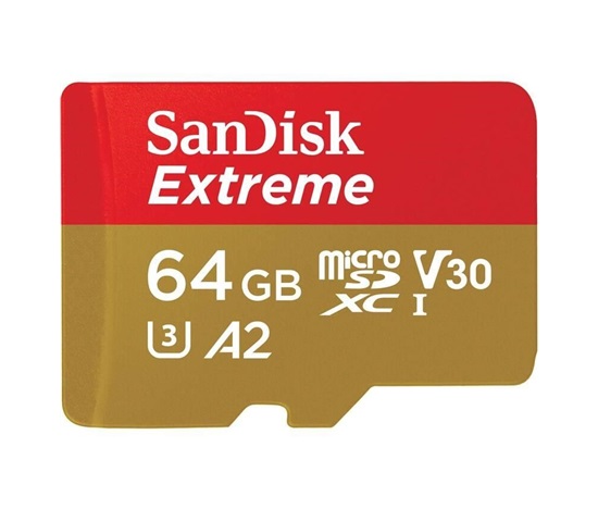 Karta SanDisk micro SDXC 64GB Extreme Action Cams and Drones (170 MB/s Class 10, UHS-I U3 V30) + adaptér