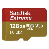 Karta SanDisk micro SDXC 128 GB Extreme Action Cams and Drones (190 MB/s Class 10, UHS-I U3 V30) + adaptér