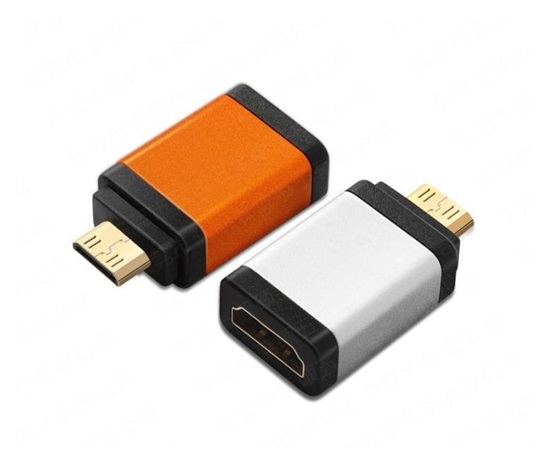 Adaptér PremiumCord HDMI A - mini HDMI C (F/M), oranžový