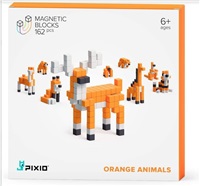 PIXIO Orange Animals magnetická stavebnice