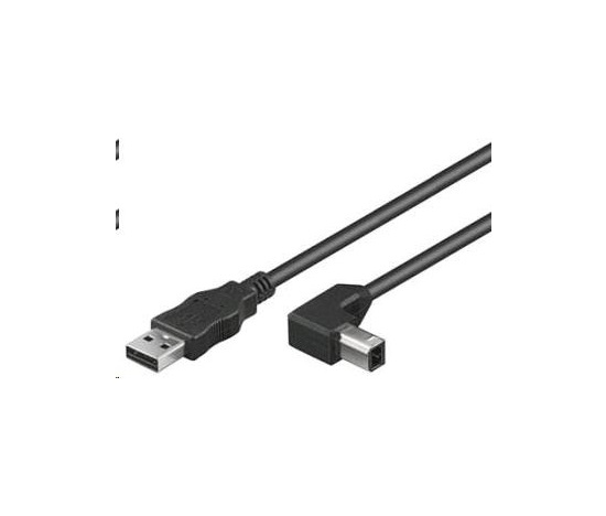 Kábel USB PREMIUMCORD 2.0 Konektor A-B 5m - ohnutý konektor B 90°