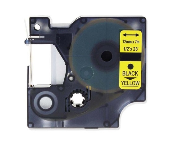 Páska Xerox kompatibilná s DYMO, 45018 S0720580, 12 mm x 7 m, čierna tlač / žltý podklad, D1 - ALLPRINT