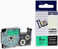 Páska Xerox kompatibilná s Casio, XR-9GN1, 9 mm x 8 m, čierna tlač / zelený podklad - ALLPRINT