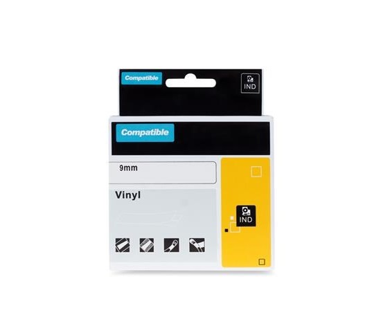 Páska Xerox kompatibilná s DYMO 18443, 9 mm x 5,5 m, čierna tlač / biely podklad, RHINO, vinyl - ALLPRINT