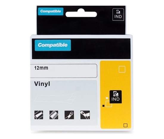 Páska Xerox kompatibilná s DYMO 8432, 12 mm x 5,5 m, čierna tlač / žltý podklad, RHINO, vinyl - ALLPRINT